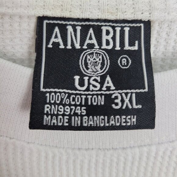 Vtg Anabil White Thermal Top Men's Medium Weight Sz 3XL NEW Old Stock Base Layer - Picture 6 of 10